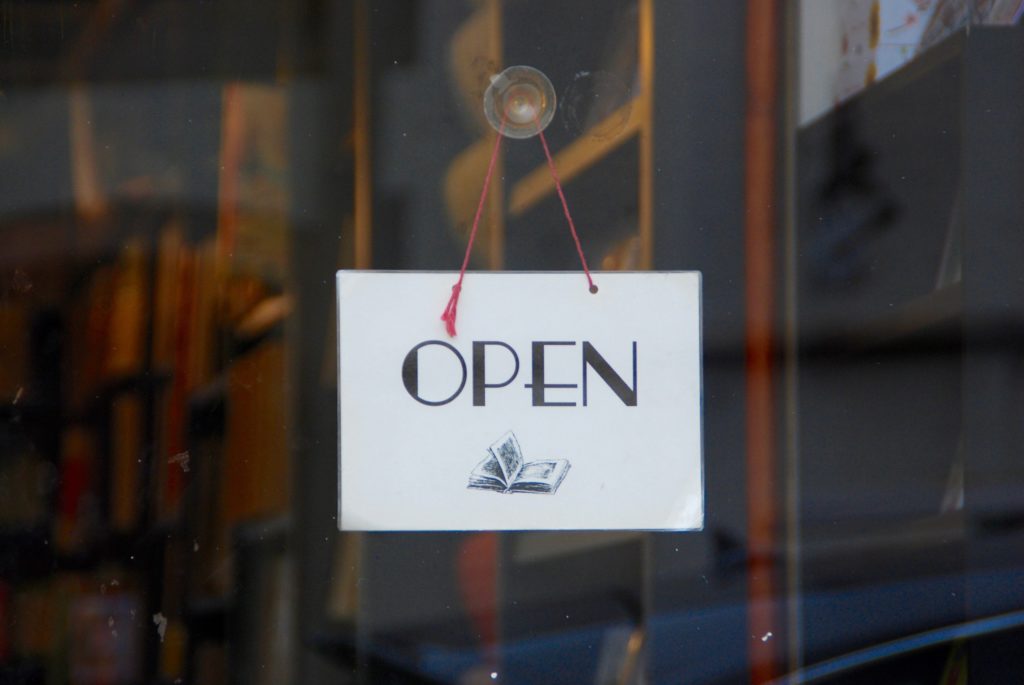 shop door with open sign