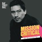 G Adventures CEO Bruce Poon Tip wearing sweater in black and white photo with Mission Critical and Bay Street Bull branding