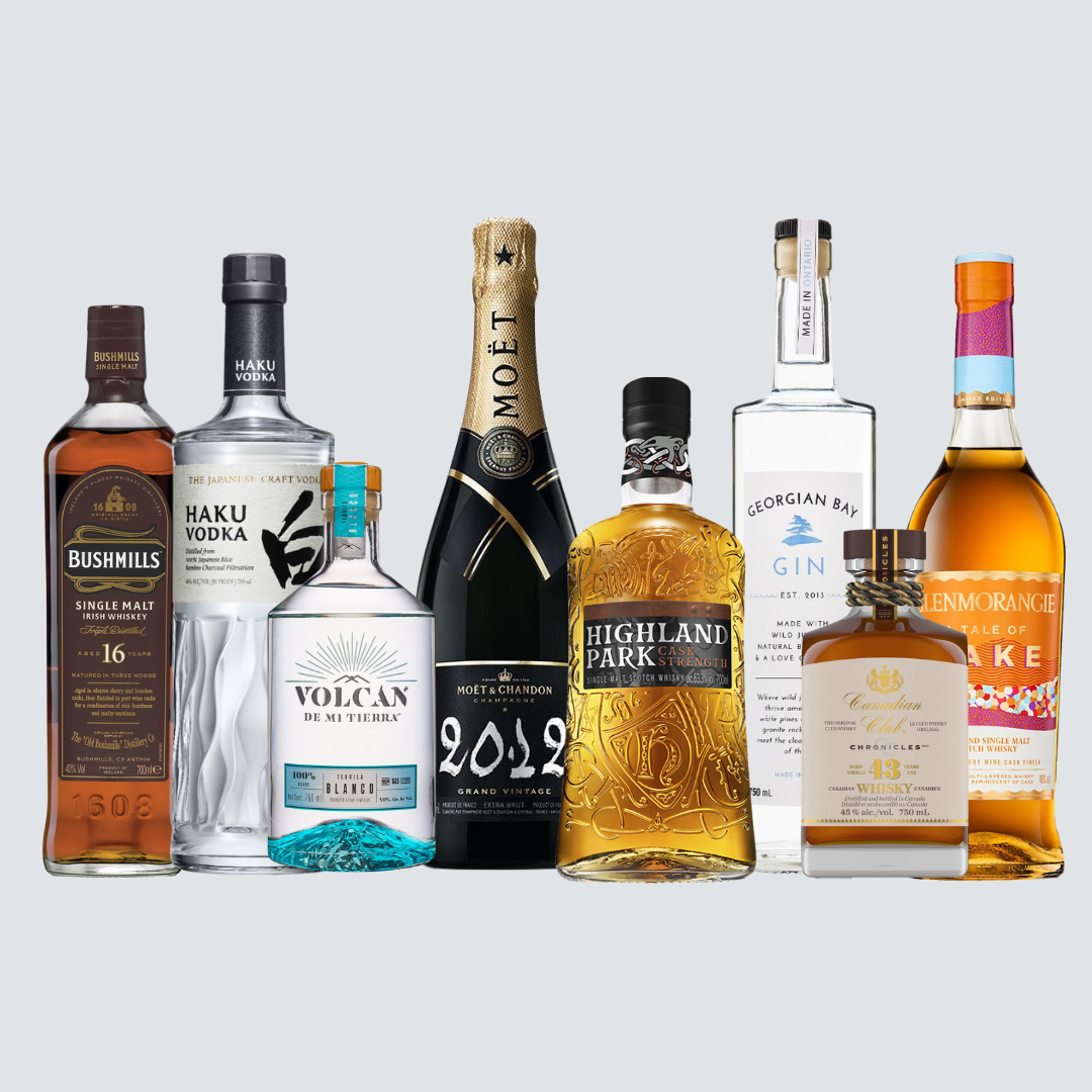 Photo of multiple bottles of different types of alcohol