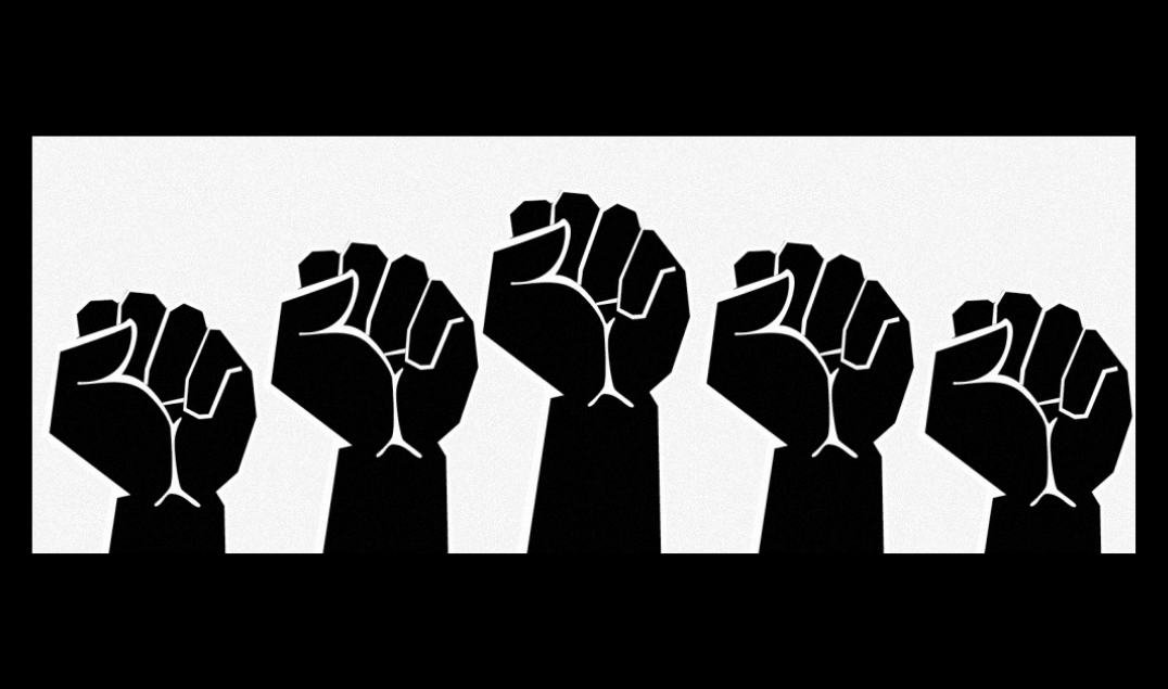 Black Fists Rising Up Illustration